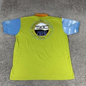 Vintage Inventing Flight Polo Shirt Mens XL Green Blue Wright Bros Dayton 2003